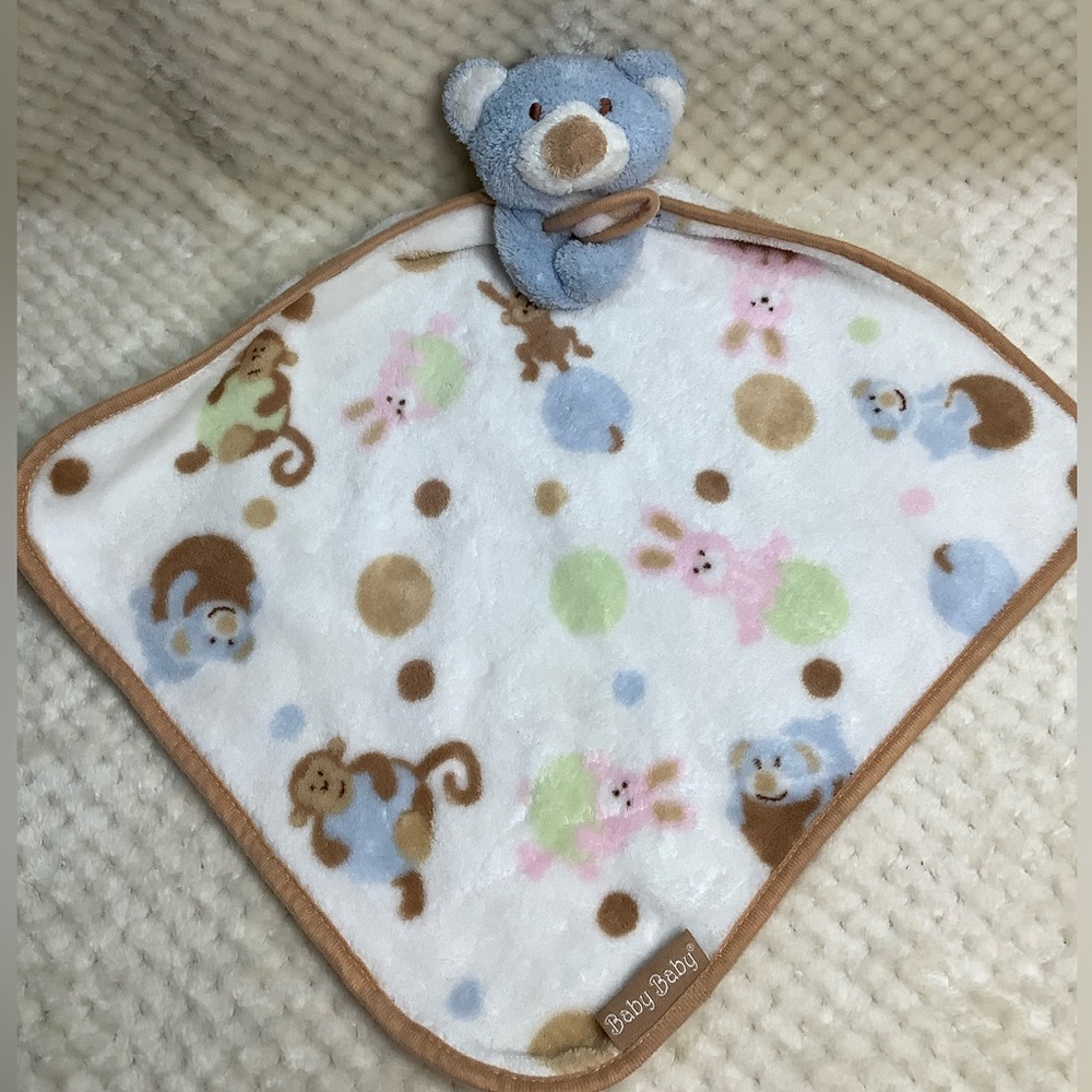 Baby Baby Plush Blue Brown Bear Lovey Stuffed Animal Security Blanket